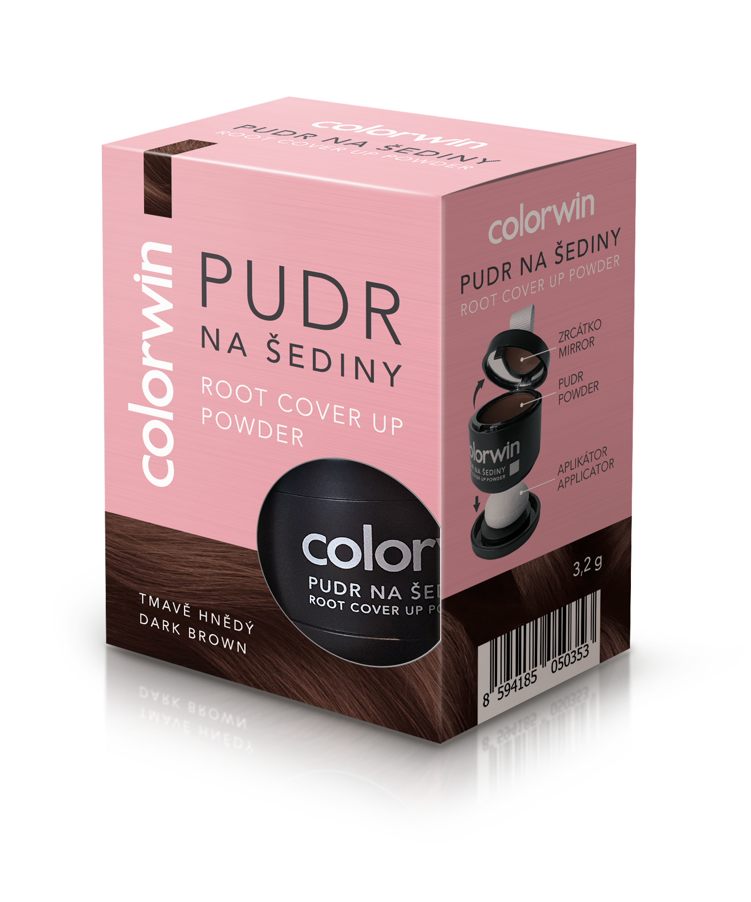 Levně Colorwin pudr na šediny a odrosty tmavě hnědý 3.2g