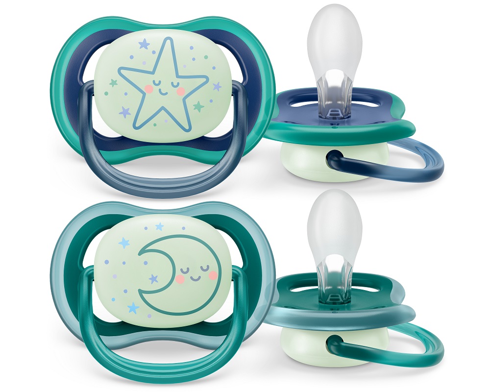 Levně Philips AVENT Šidítko Ultra air noční 6-18m chlapec, 2ks