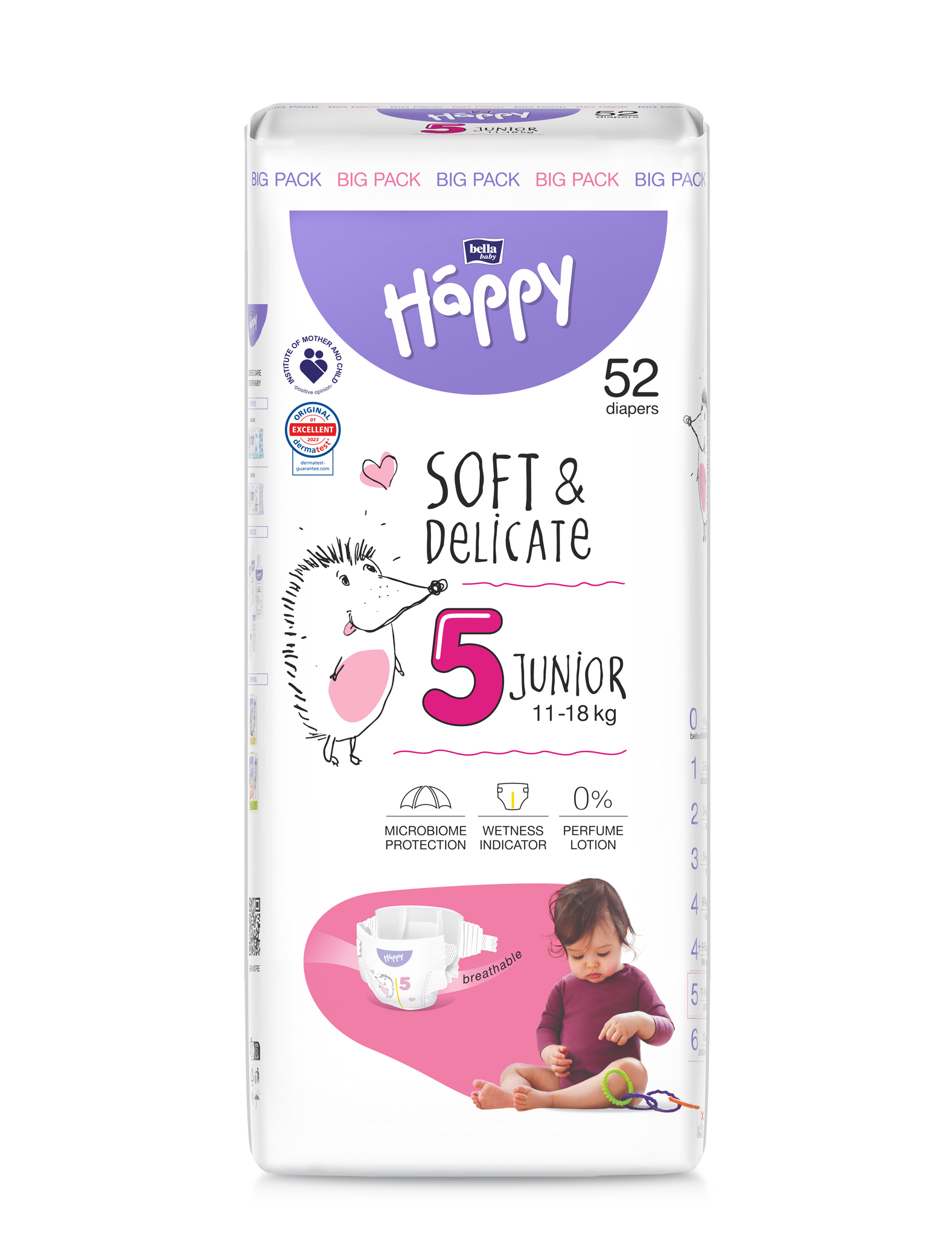 Levně Happy Soft&Delicate 5 dětské pleny 11-18kg 52ks