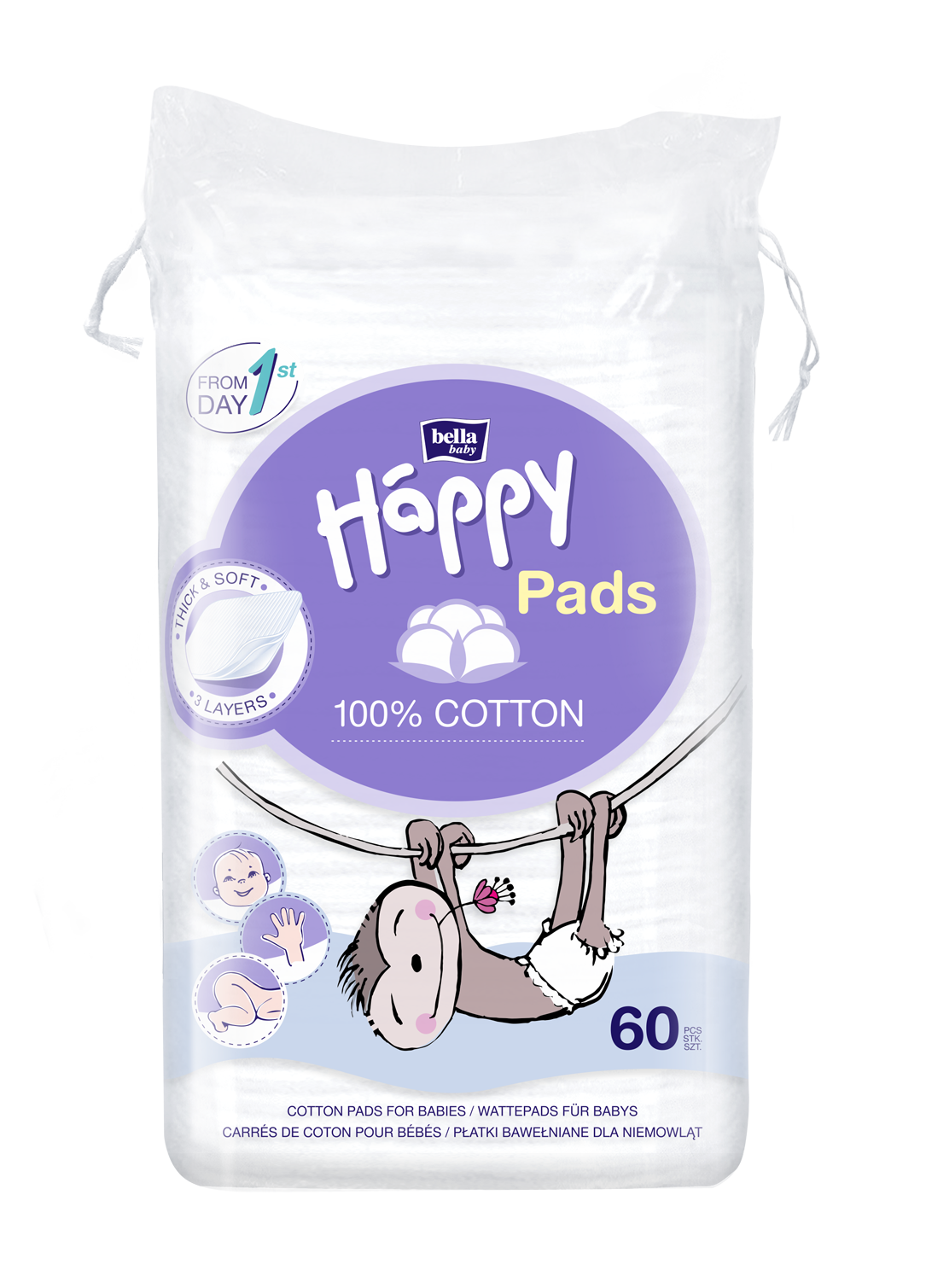 Levně Happy bavlněné tampóny 60ks
