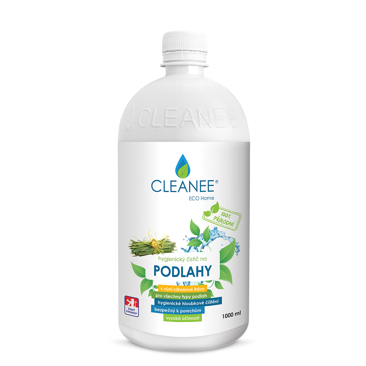 Levně CLEANEE EKO Home hygienický čistič na PODLAHY S VŮNÍ CITRONOVÉ TRÁVY 1L