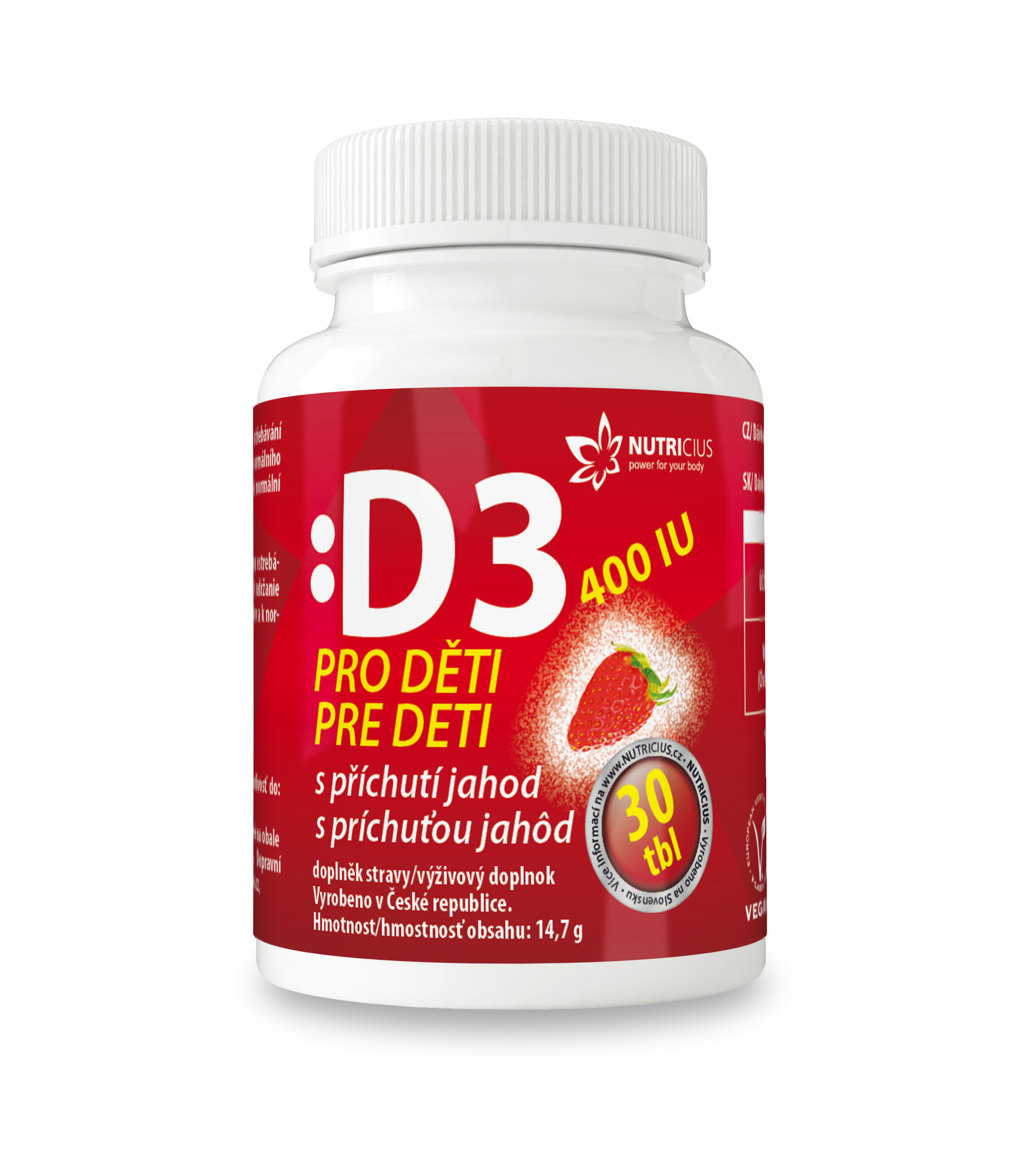 Levně Vitamín D3 400IU pro děti jahoda tbl.30