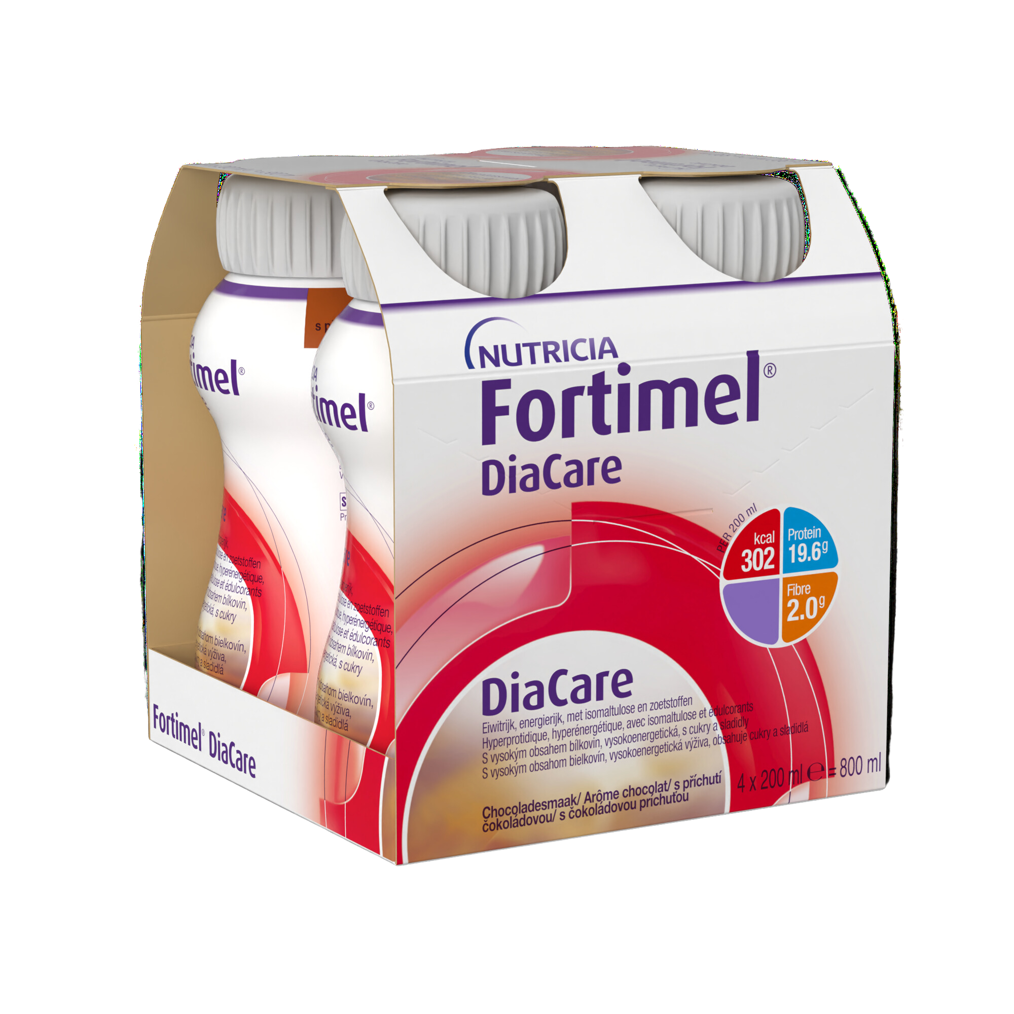 Levně Fortimel DiaCare s příchutí čokoládovou por.sol.4x200ml