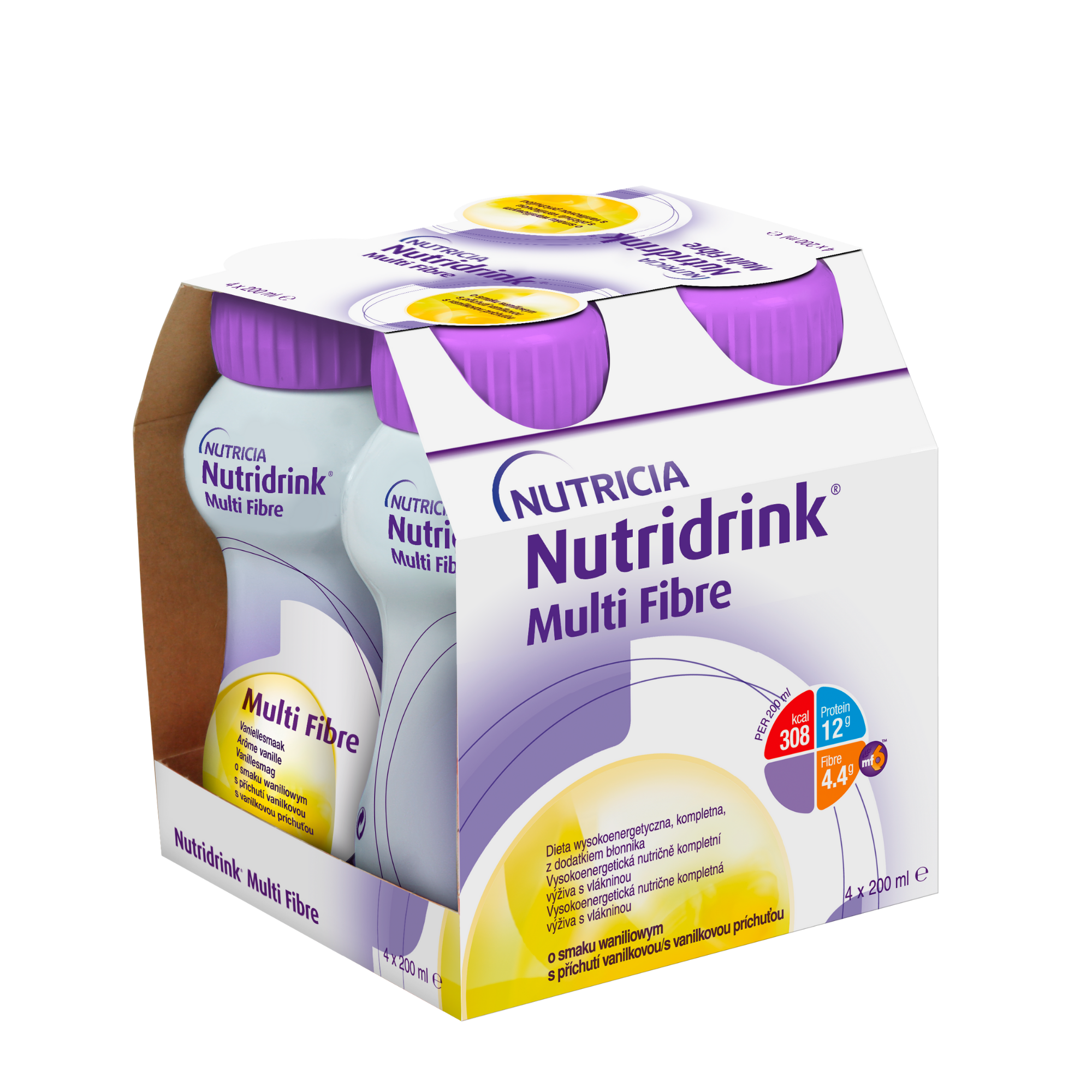 Levně Nutridrink Multi Fibre s příchutí vanilky 4x 200ml