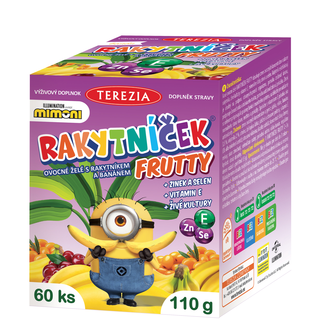 Levně RAKYTNÍČEK Frutty želat.+Zn+Se+Vit.E MIMONI 60ks