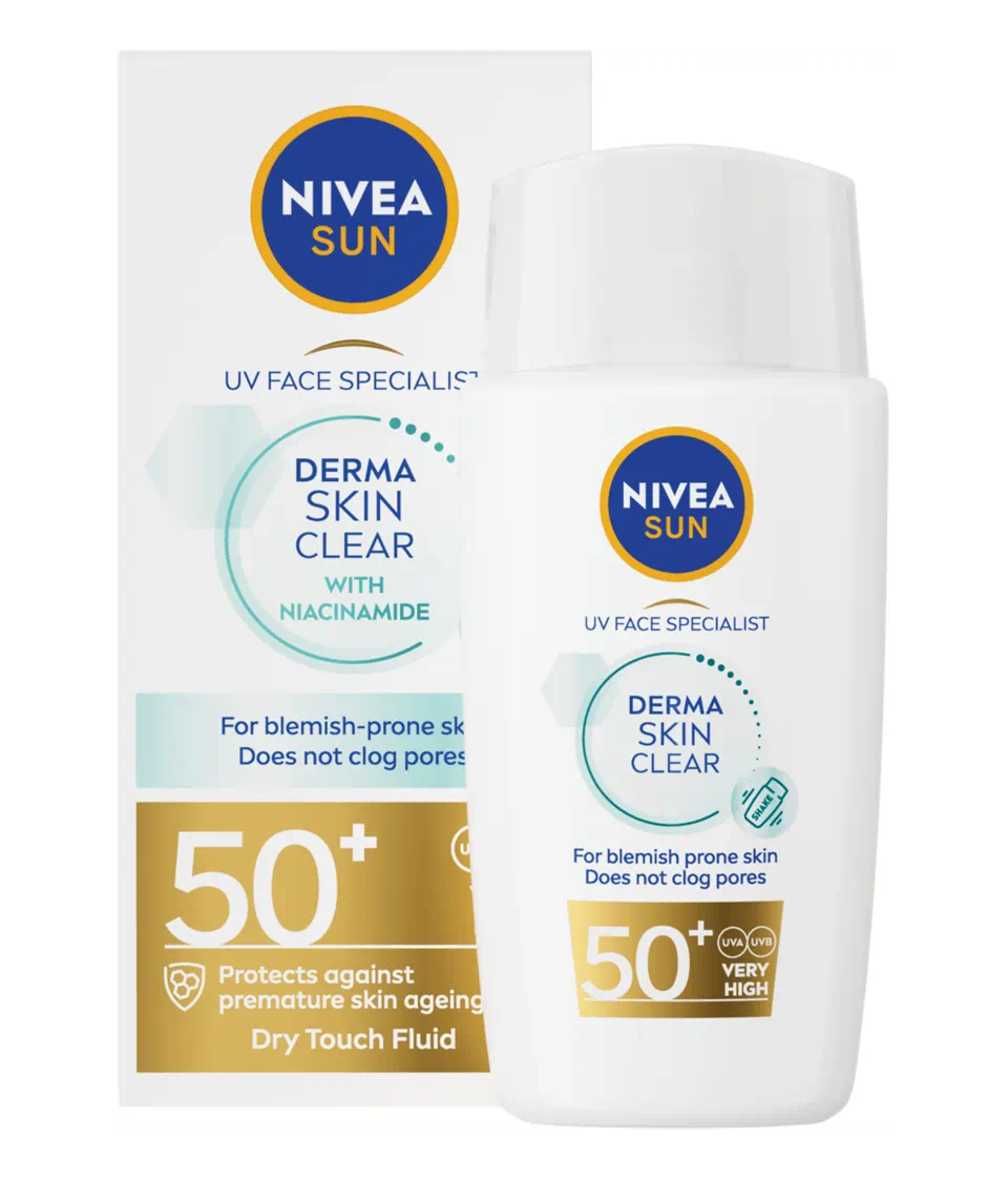 Levně NIVEA SUN Lehký pleťový krém na opalování Derma Skin Clear SPF 50+ 40ml
