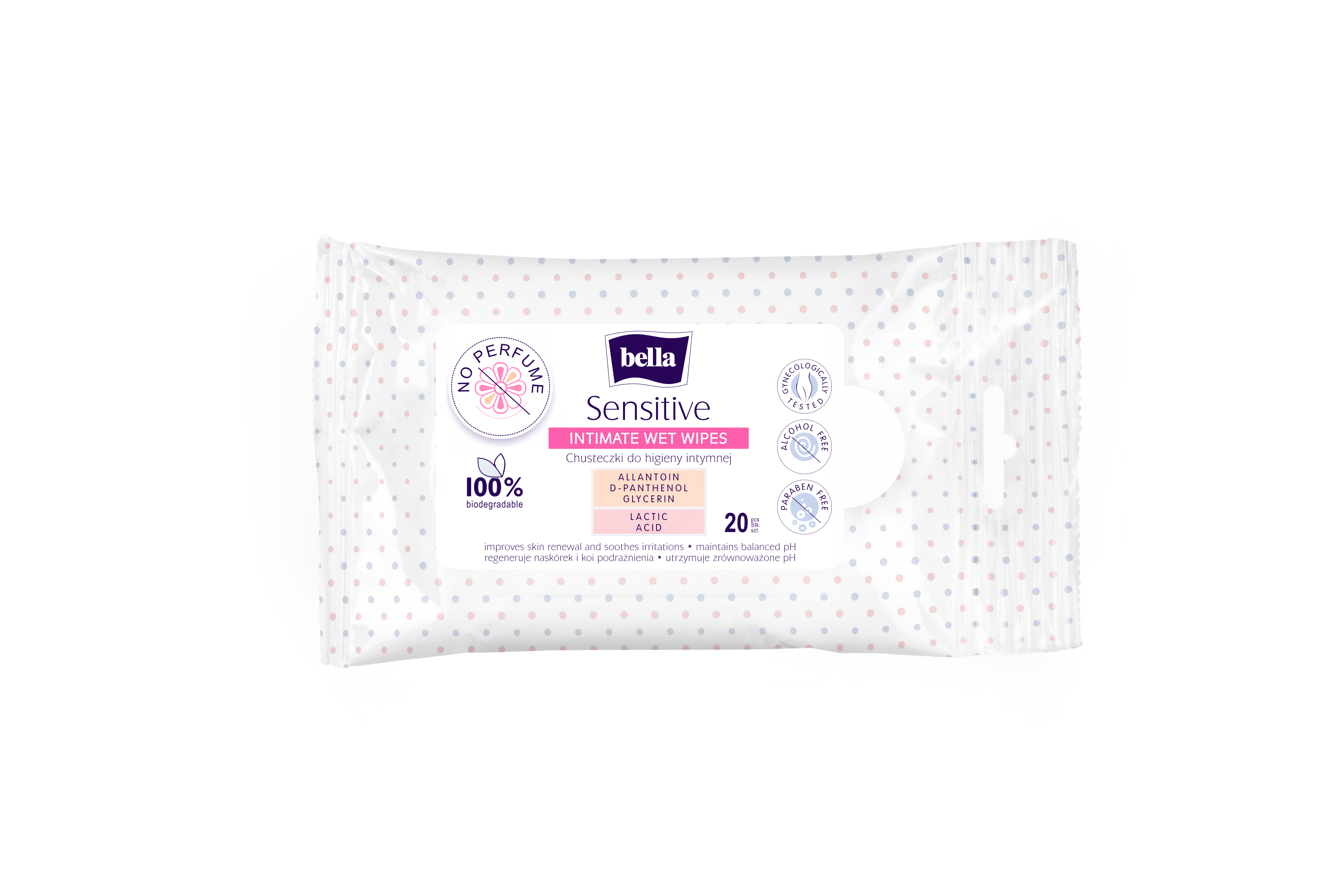 Levně Bella Sensitive intimní vlhčené ubrousky 20ks