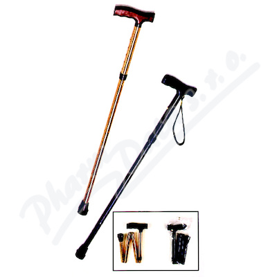 Levně Hůl vycházková skládací zlatá nastav.90-1050cm