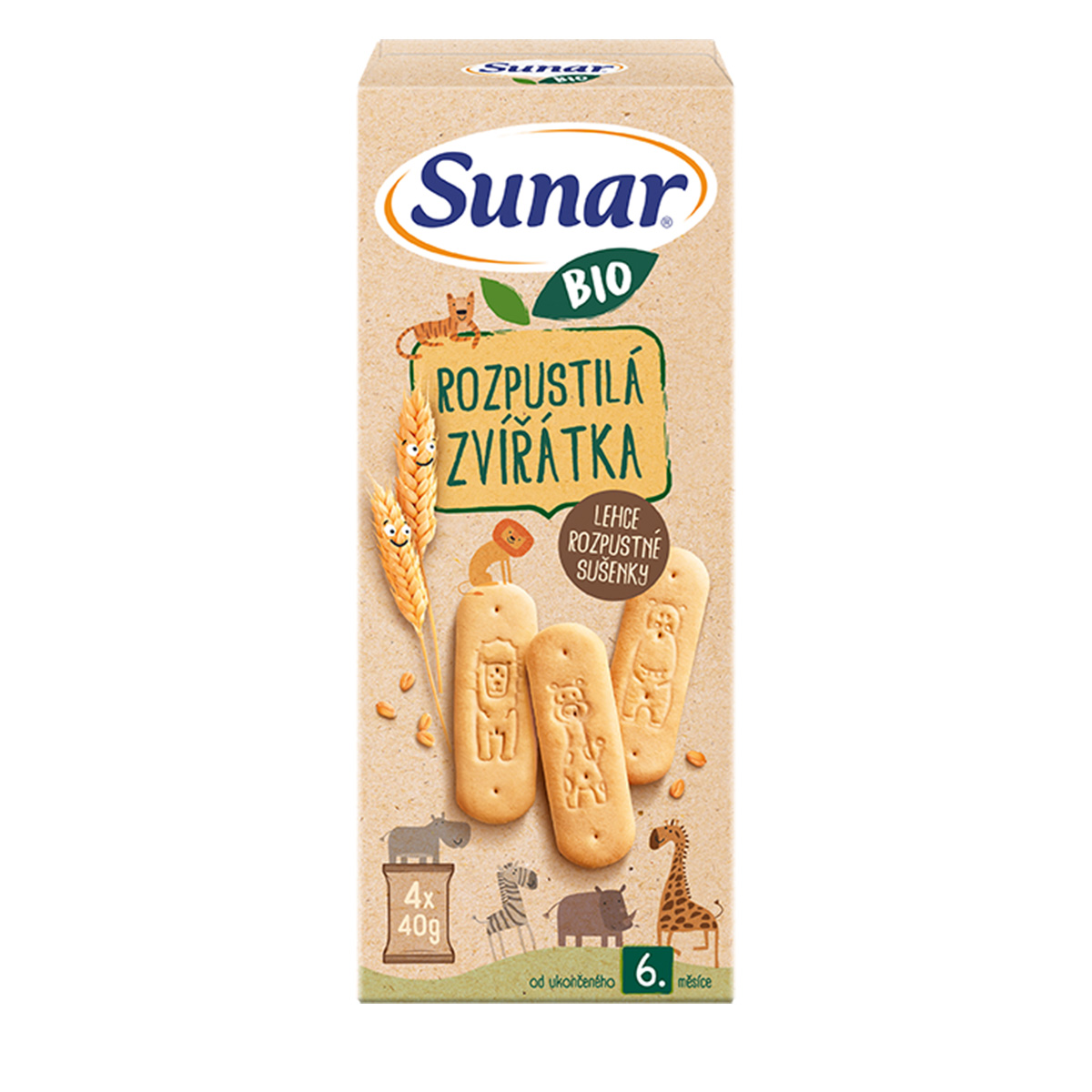 Levně Sunar BIO sušenky Rozpustilá zvířátka 160g (4x40g)