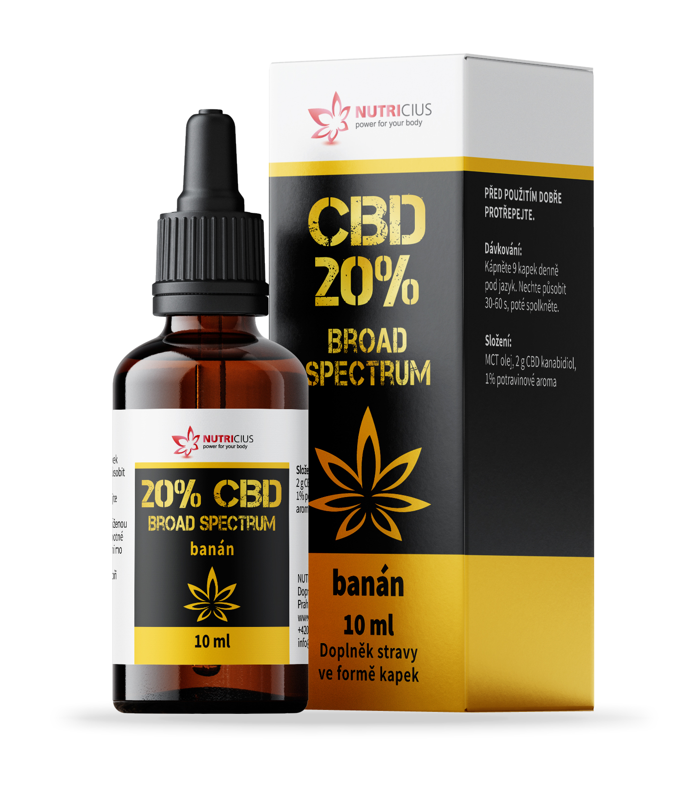 Levně NUTRICIUS CBD OLEJ 20% BROAD SPECTRUM BANÁN 10ML