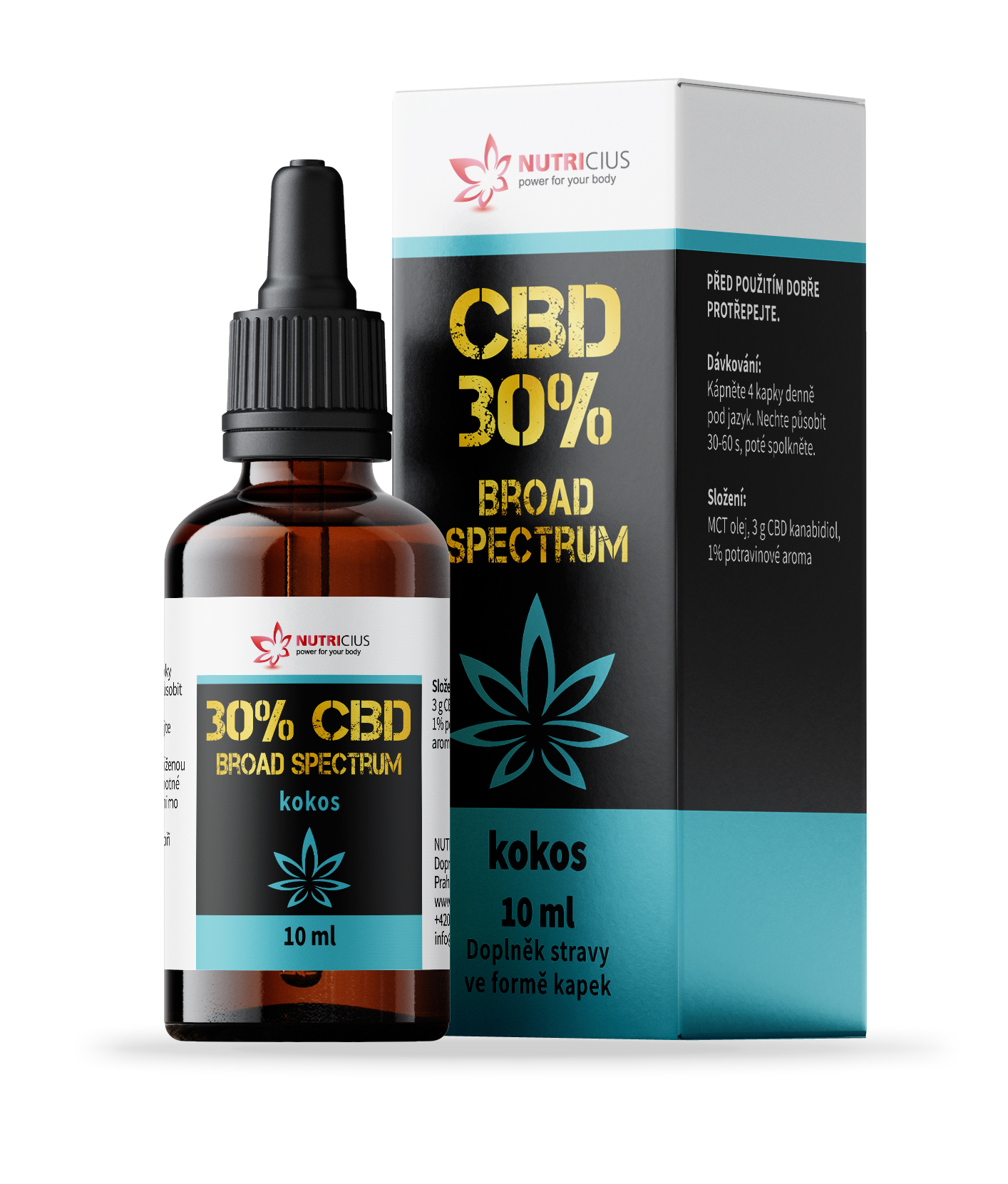 Levně NUTRICIUS CBD OLEJ 30% BROAD SPECTRUM KOKOS 10ML