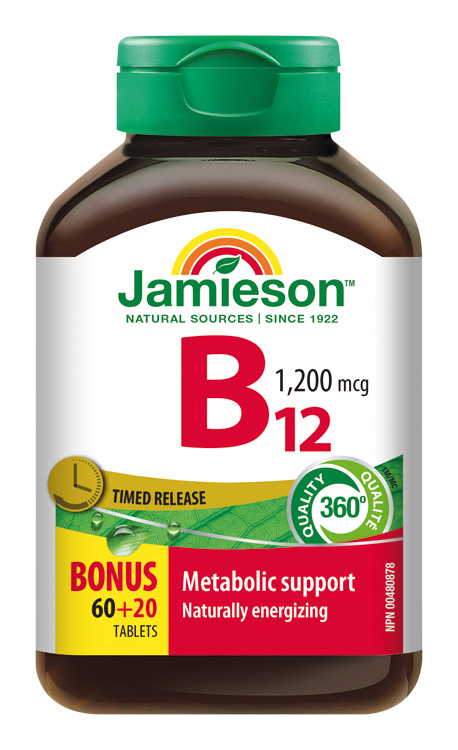 Levně JAMIESON Vitamín B12 methylkobalamin 1200 mcg s postupným uvolňováním 80 tbl.