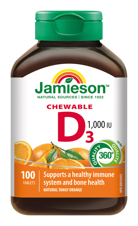 Levně JAMIESON Vitamín D3 1000 IU tablety na cucání s příchutí pomeranče 100 tbl.