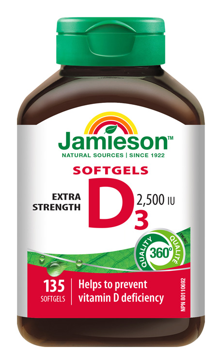 Levně JAMIESON Vitamín D3 2500 IU cps.135