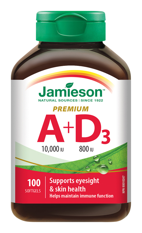 Levně JAMIESON Vitamíny A+D 10000/800IU Premium cps.100