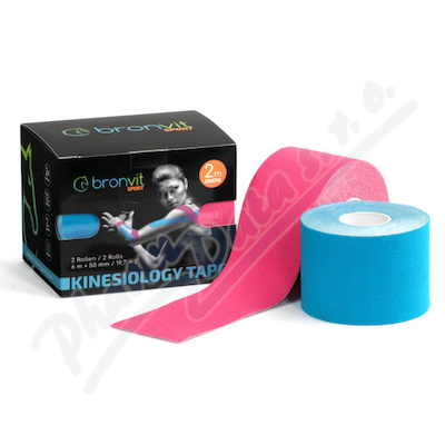 Levně BronVit Sport Kinesio Tape set modr+růžo 2x5cmx6m