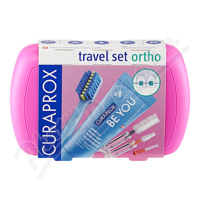 Levně CURAPROX Travel set ORTHO růžový