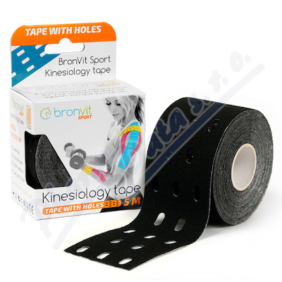 Levně BronVit Sport Kinesio Tape děrovaný černá 5cmx5m