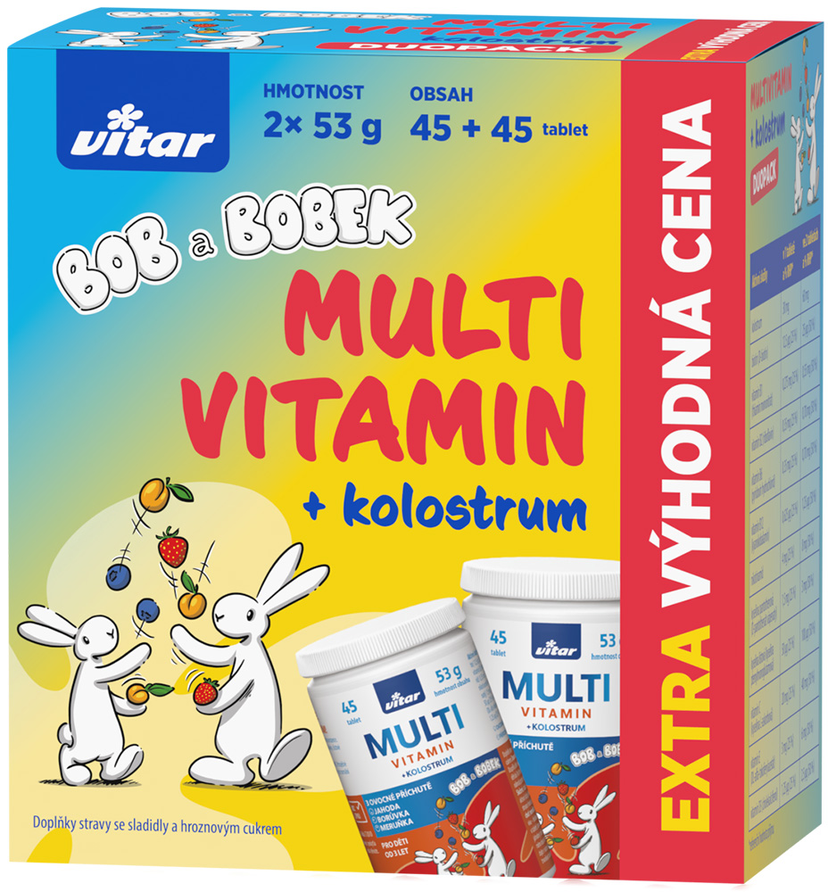 Levně Vitar Multivitamin+kolostrum Bob a Bobek tbl.2x45