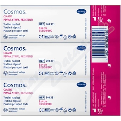 Levně COSMOS náplasti Pevná strips 80x40mm 3ks