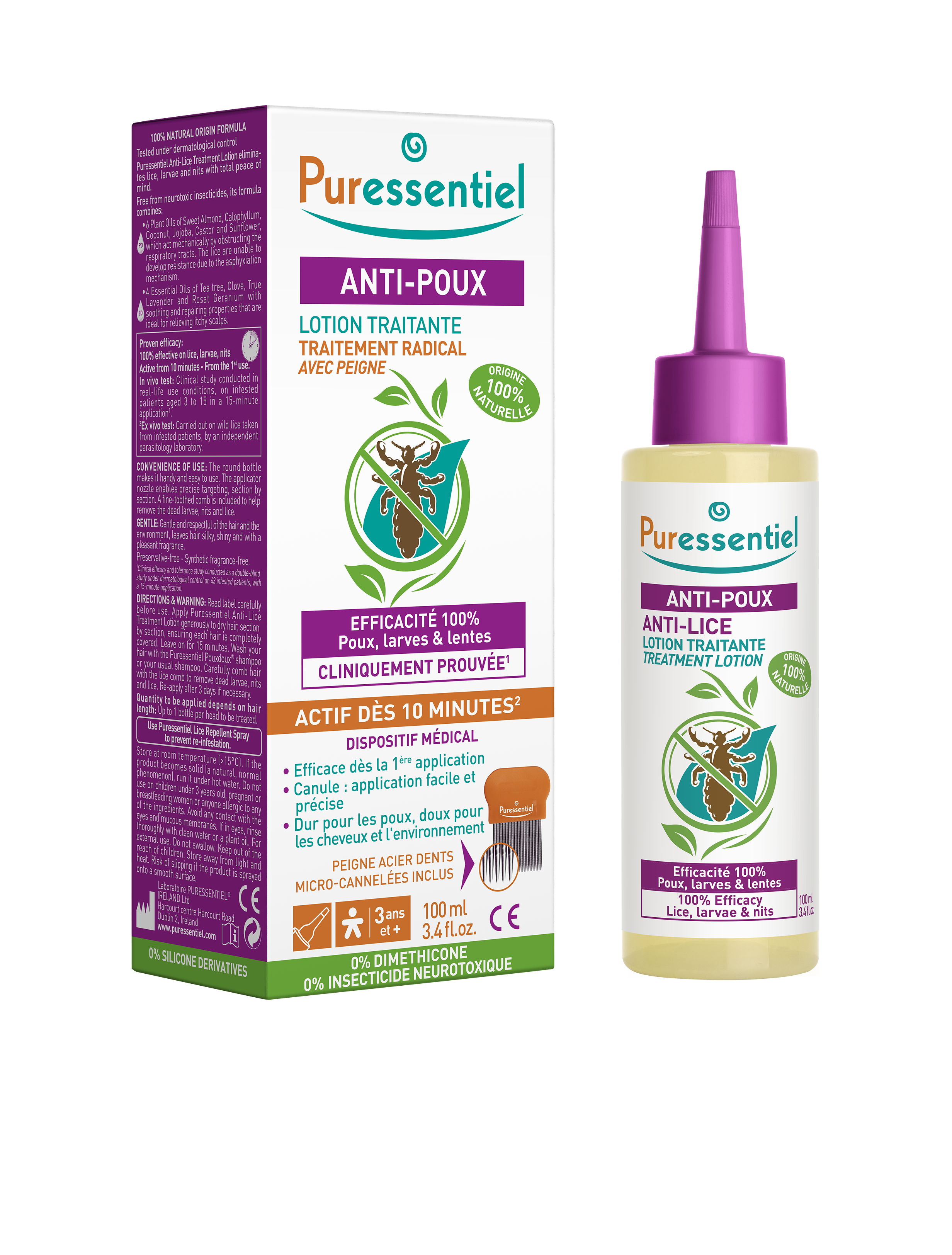 Levně PURESSENTIEL Roztok proti vším+hřebínek 100ml