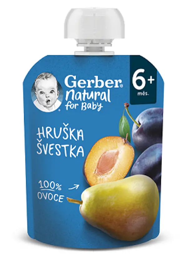 Levně GERBER Natural kapsička hruška a švestka 90 g