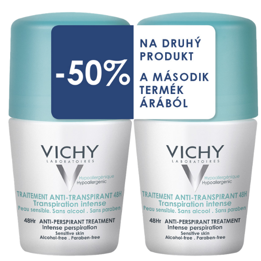 Levně VICHY DEO roll-on proti pocení DUO 48h Intense 2x50ml