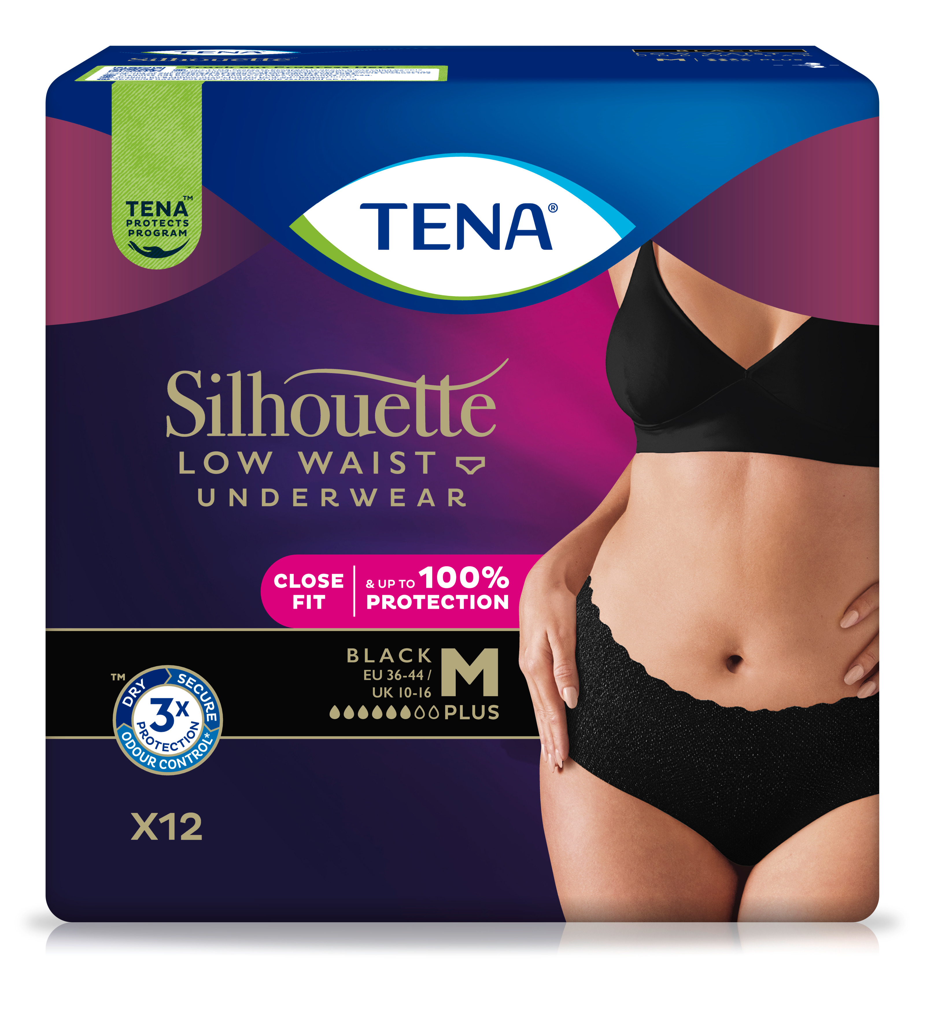 Levně TENA Silhouette Normal Noir M ink.kalh.10ks