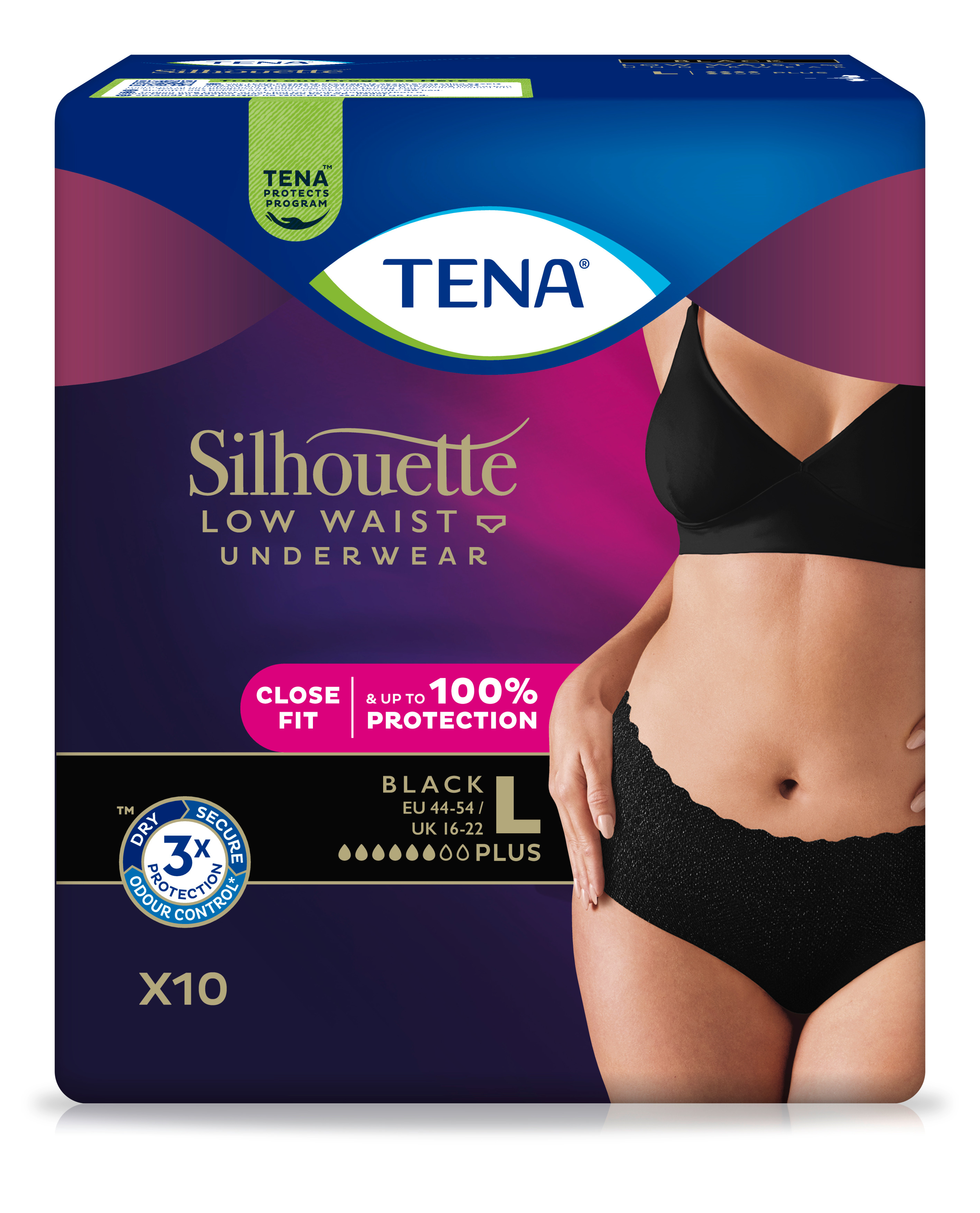 Levně TENA Silhouette Normal Noir L ink.kalh.9ks