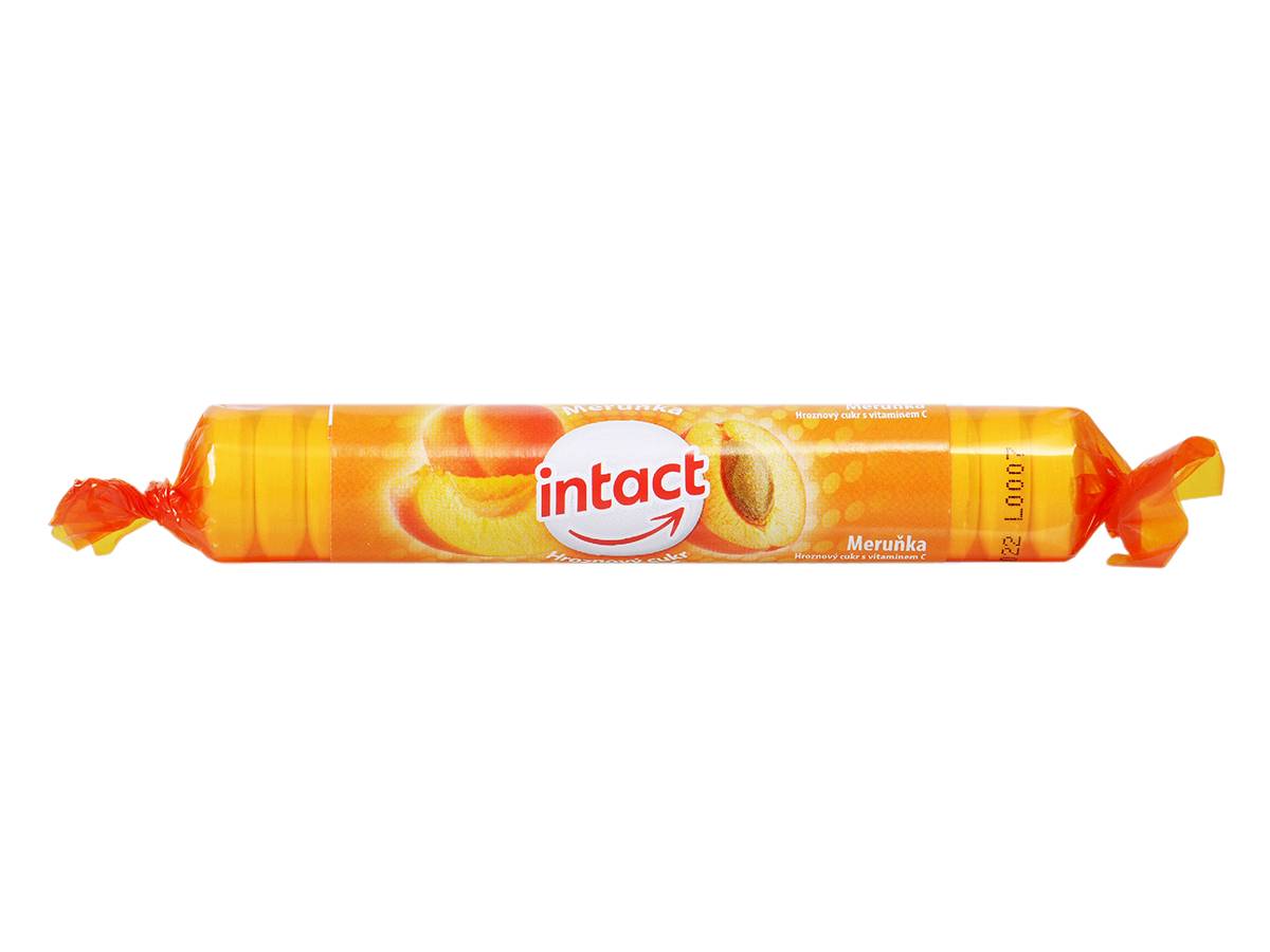 Levně Intact hroznový cukr s vitaminem C, meruňka 16ks