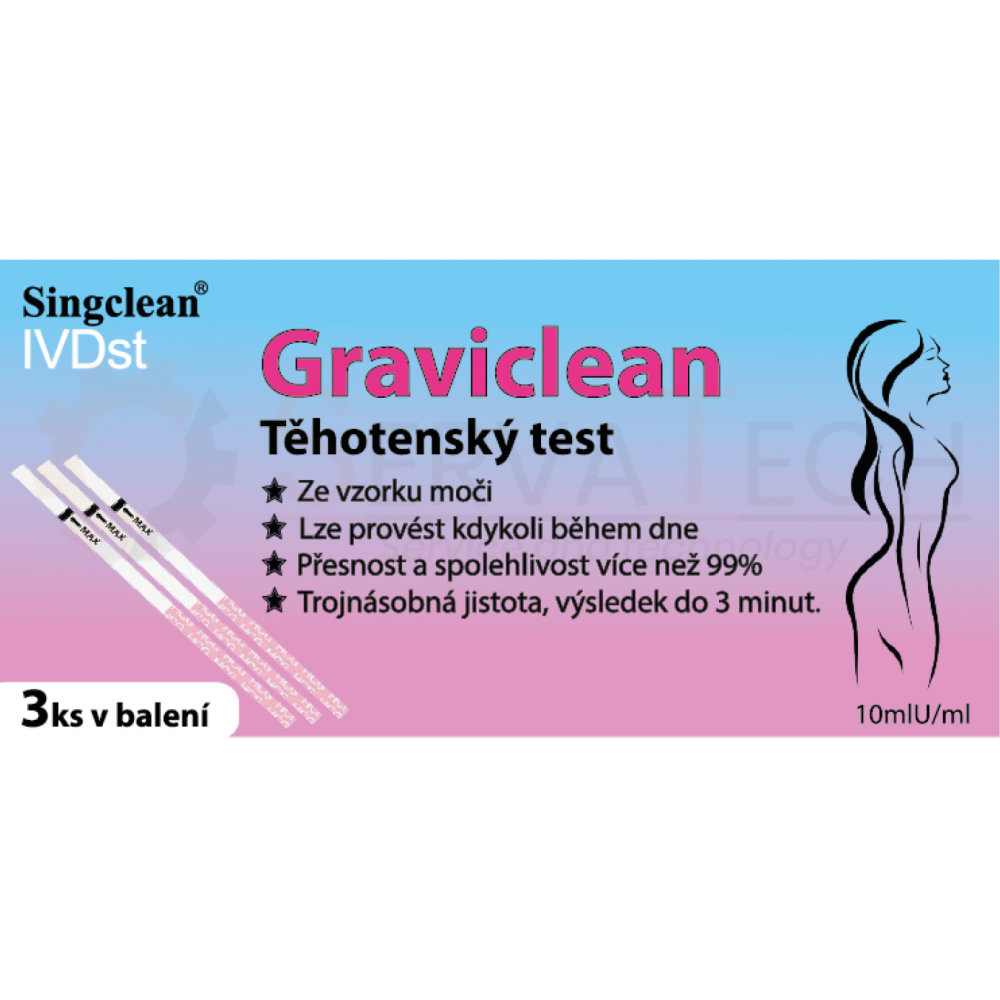 Levně Singclean Graviclean IVDst těhotenský test 3ks