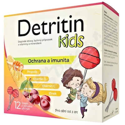 Levně Detritin Kids lízátka na imunitu višeň 12ks