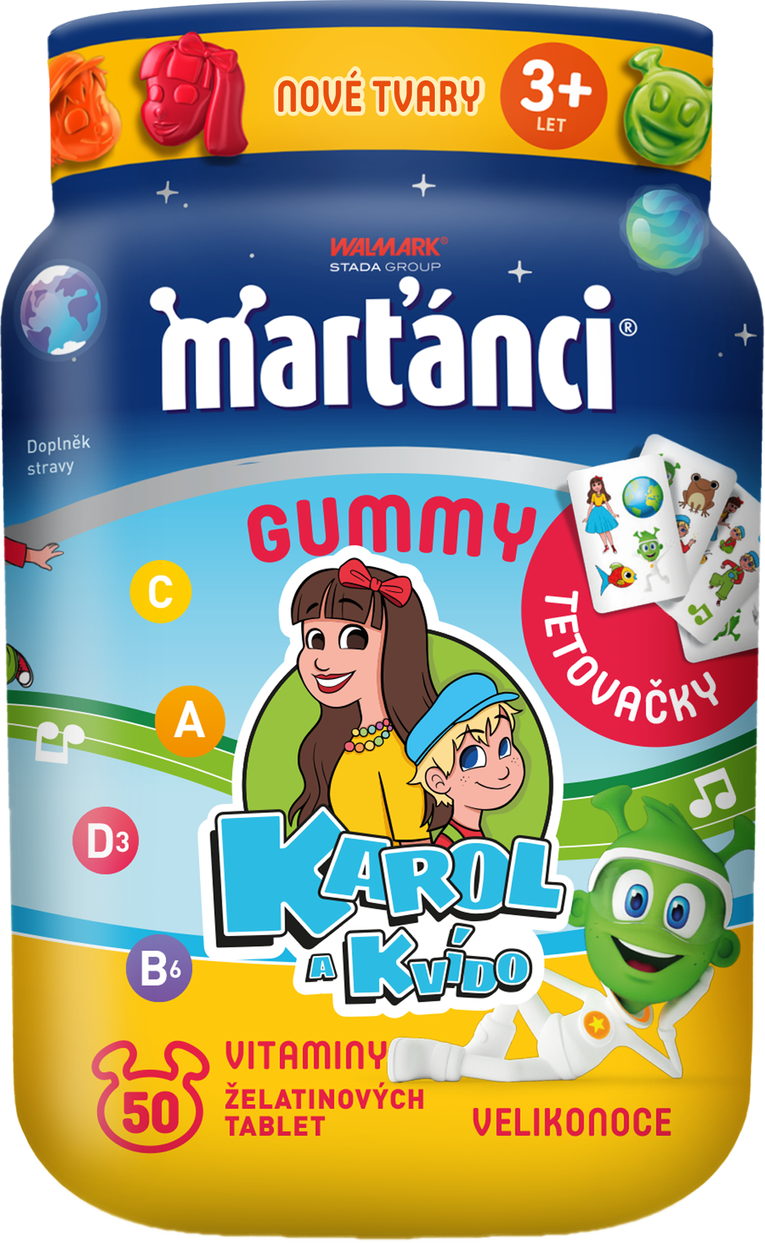 Levně Marťánci Gummy Karol&Kvído Velikoonoce 50ks + tetovačky