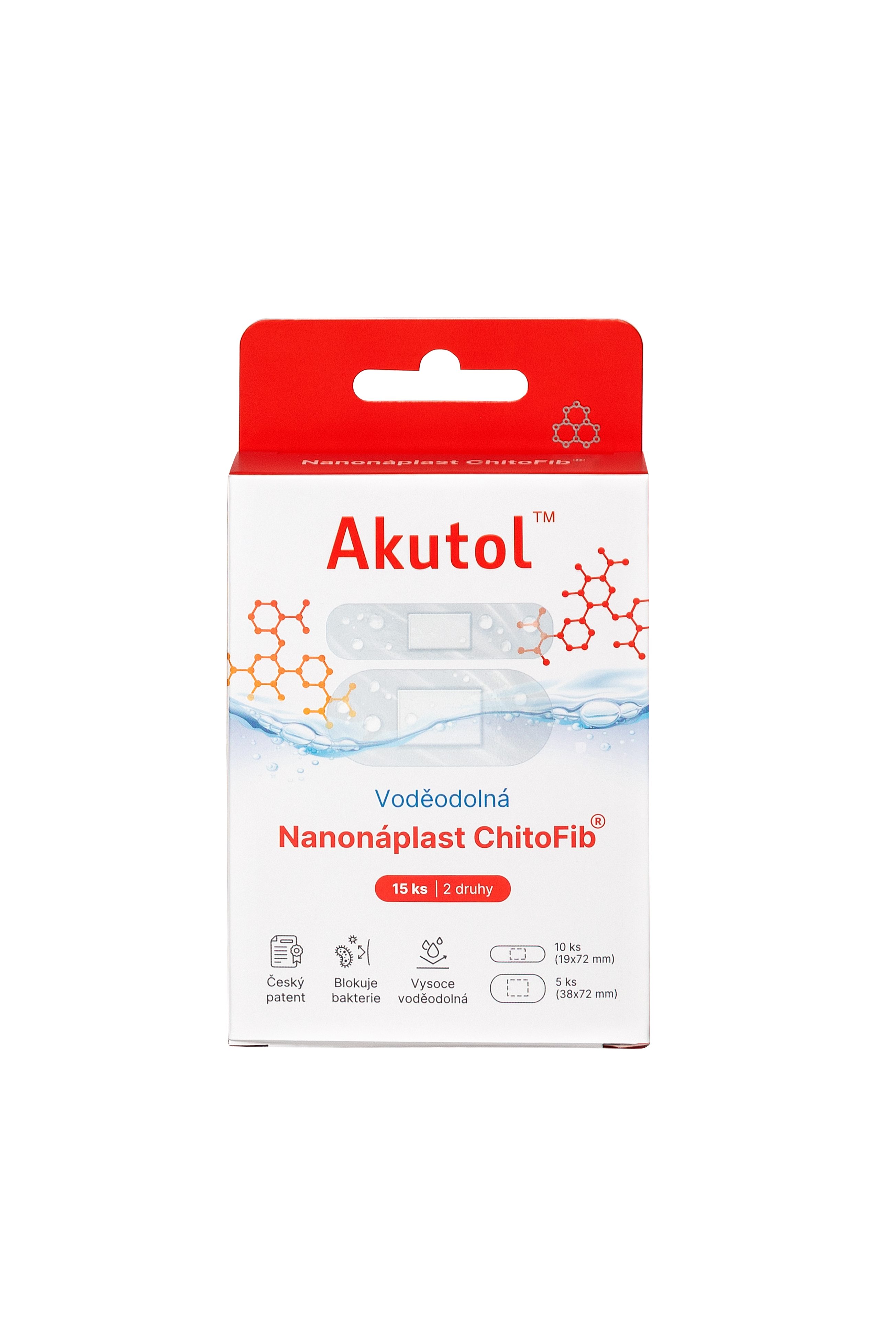 Levně AKUTOL Nanonáplast ChitoFib Voděodolné balení 15ks