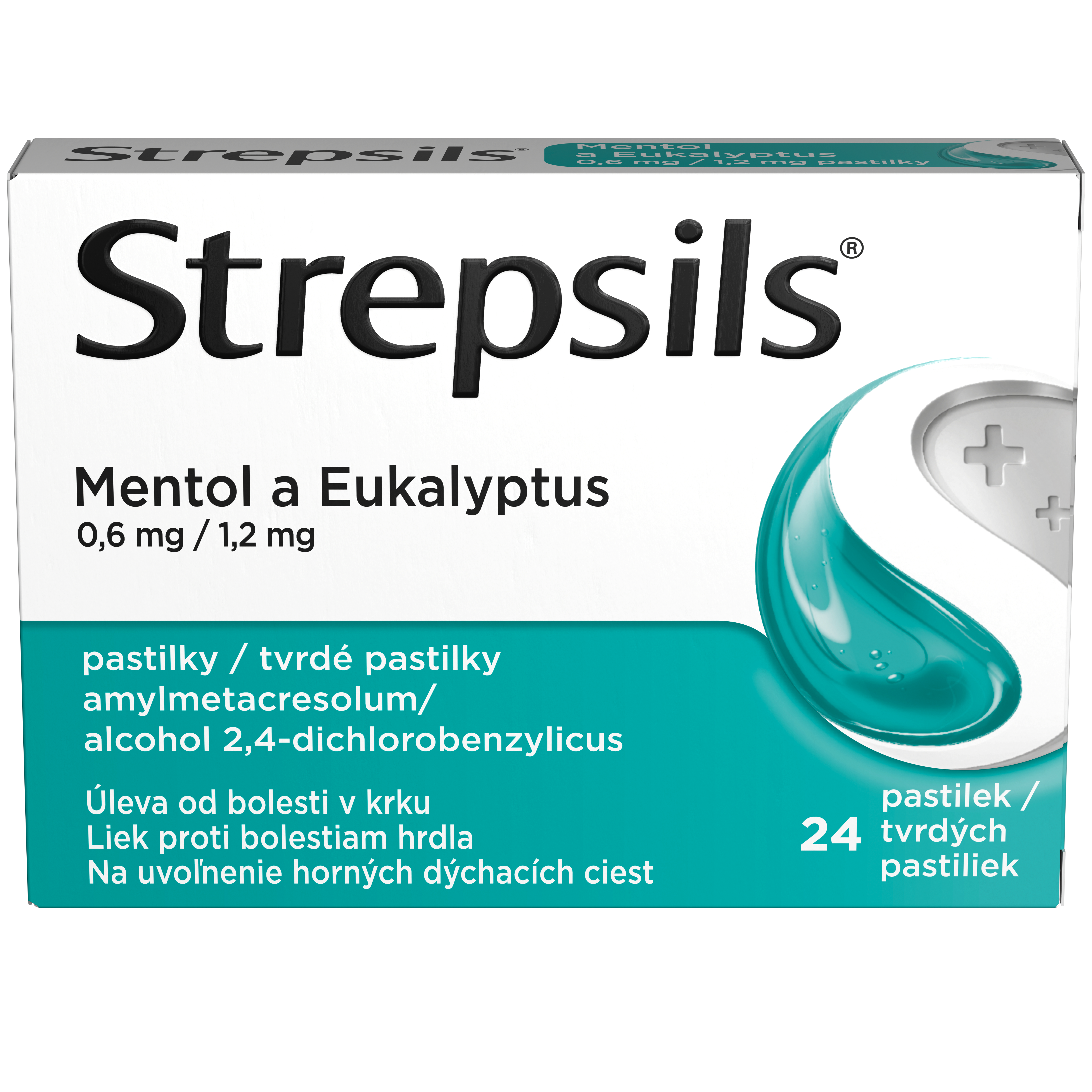 Levně Strepsils Mentol a eukalyptus 0.6mg/1.2mg, 24 pastilek