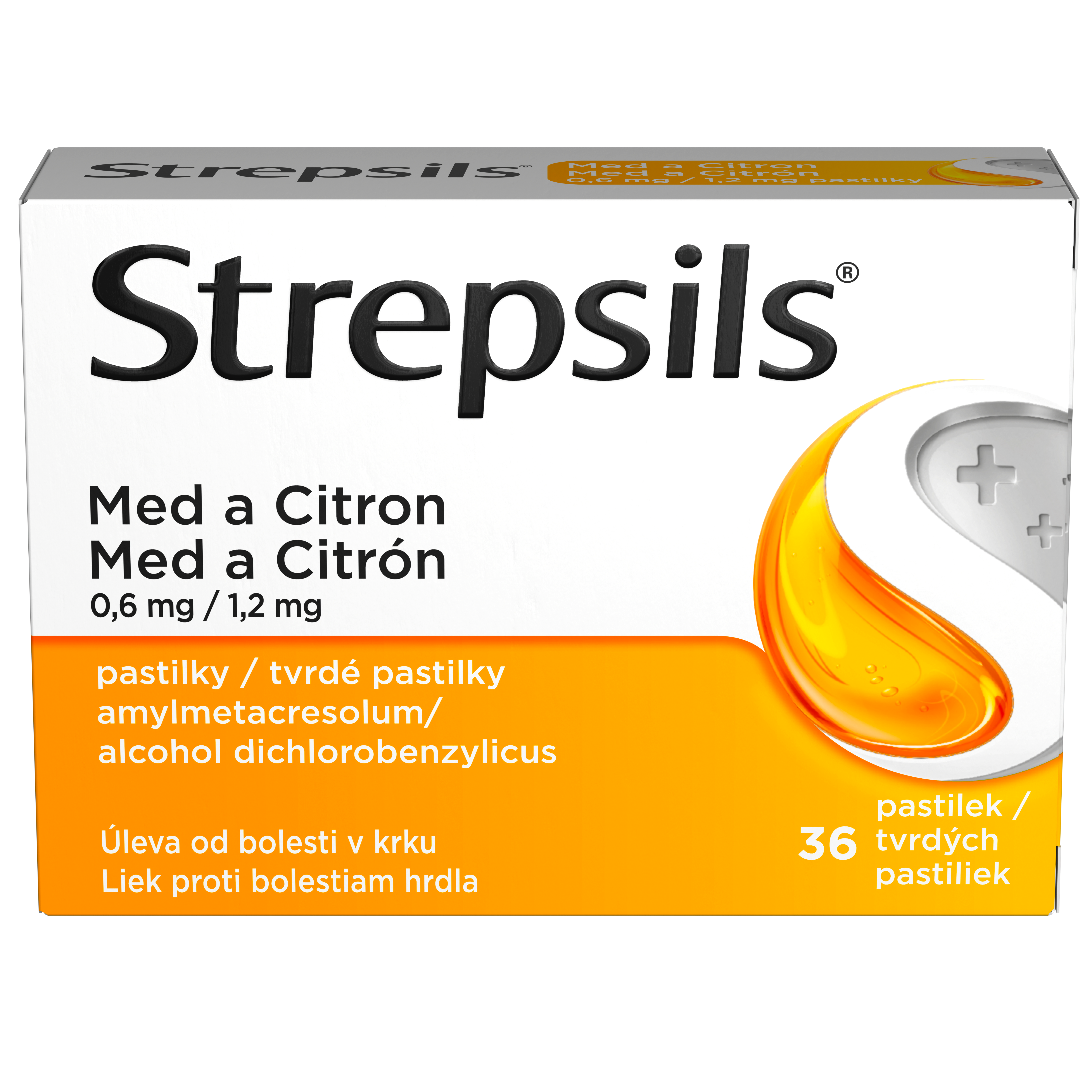 Levně Strepsils Med a Citron 0.6mg/1.2mg, 36 pastilek