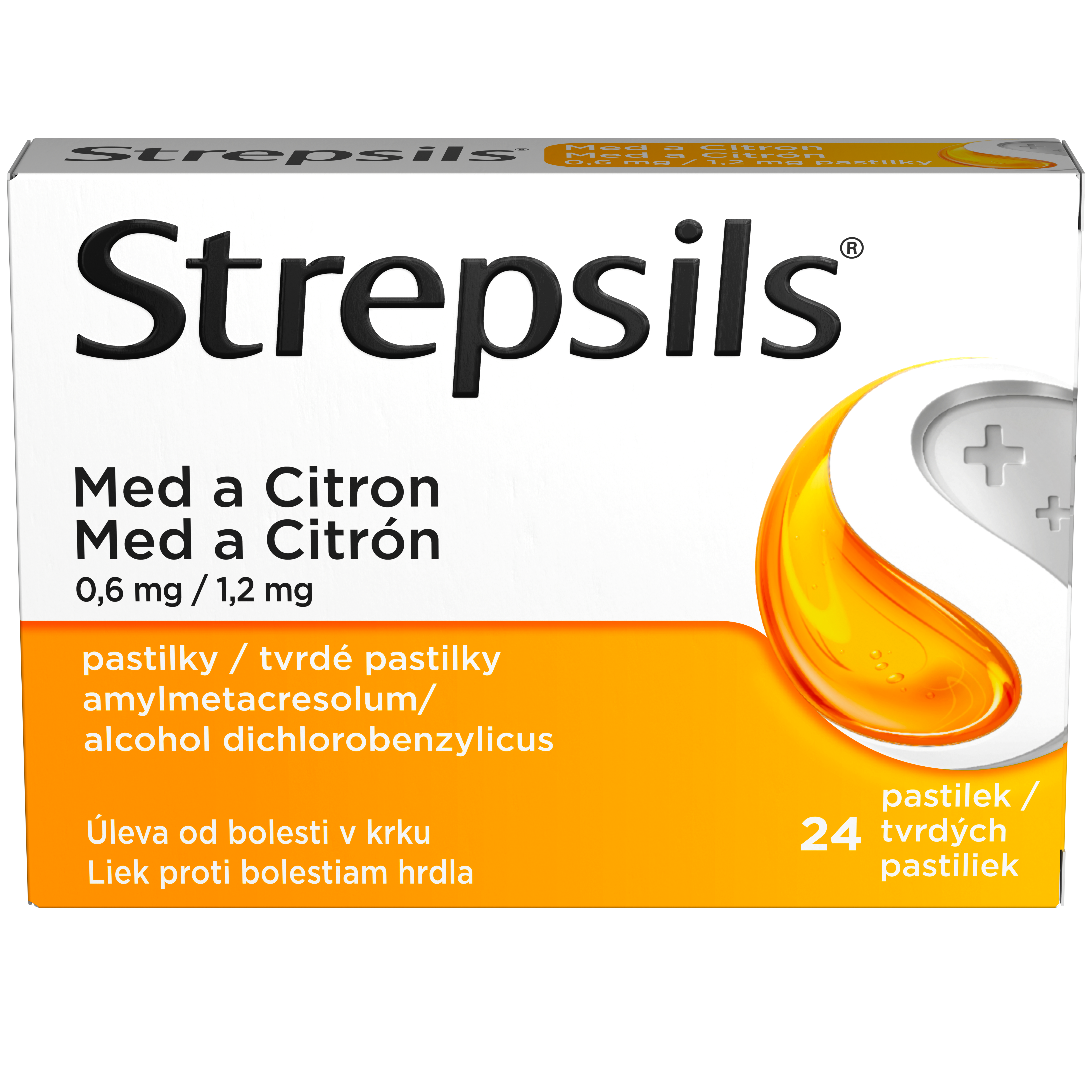 Levně Strepsils Med a Citron 0.6mg/1.2mg, 24 pastilek