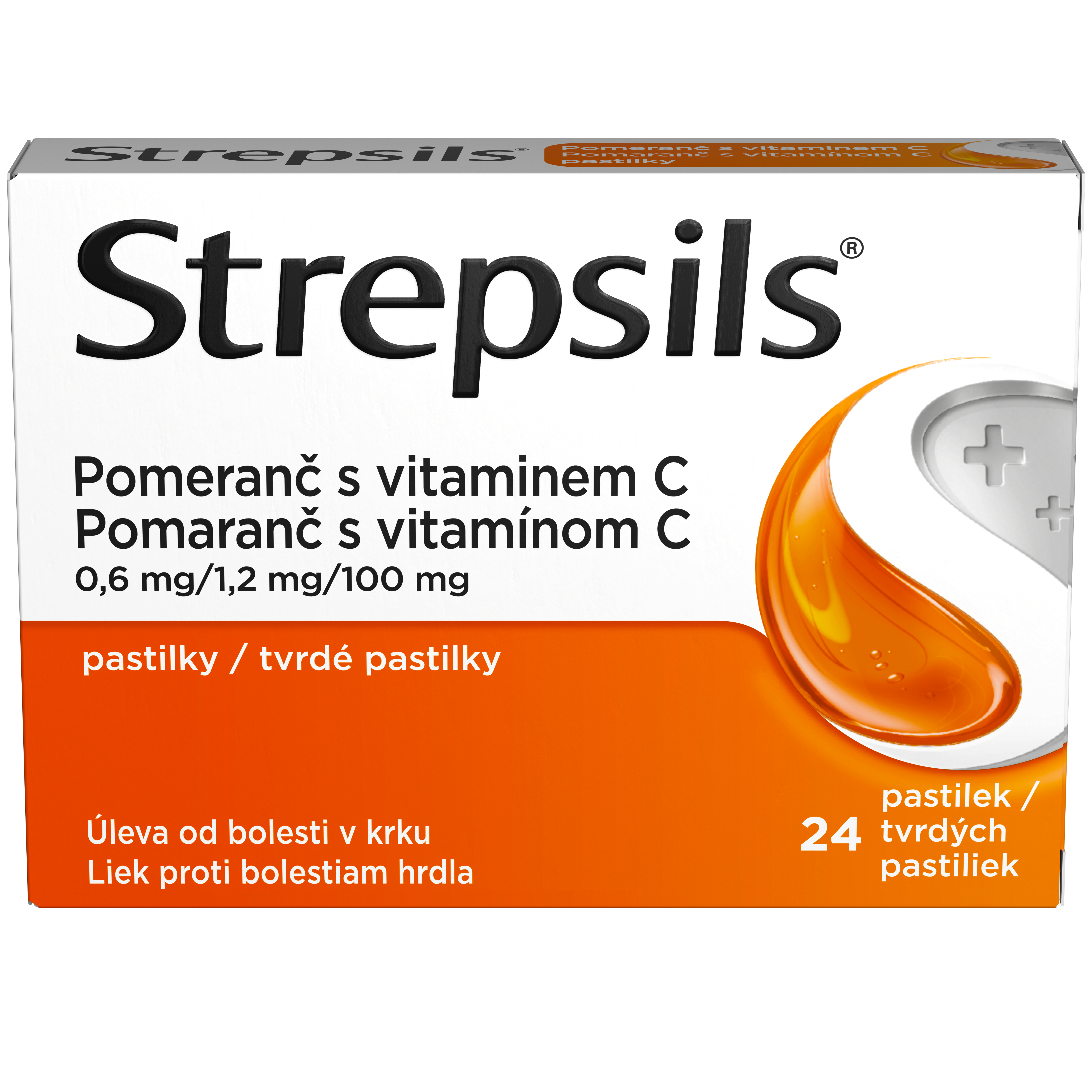 Levně Strepsils Pomeranč s vitaminem C, 24 pastilek