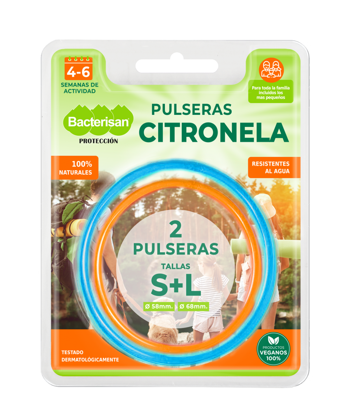 Levně Bacterisan Repelent.náramek s citronelou S+L 2ks
