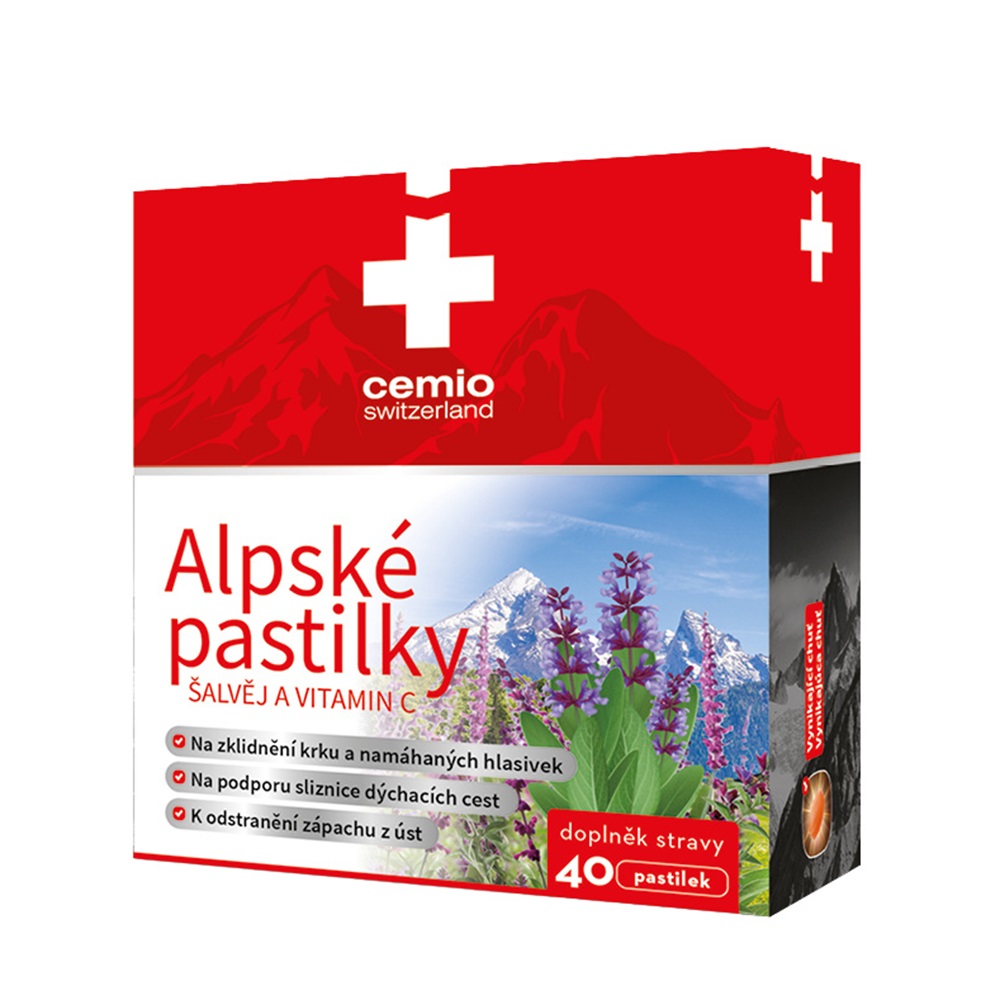Levně Cemio Alpské pastilky Šalvěj a vitamin C, 40 pastilek