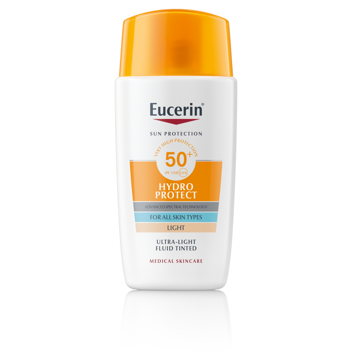 Levně Eucerin SUN Ultra lehký Fluid na opalování na obličej Hydro Protect SPF 50+ Světlý, 50ml