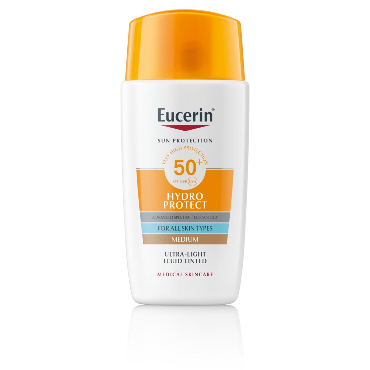 Levně Eucerin SUN Ultra lehký fluid na opalování na obličej Hydro Protect SPF 50+ Středně tmavý, 50ml