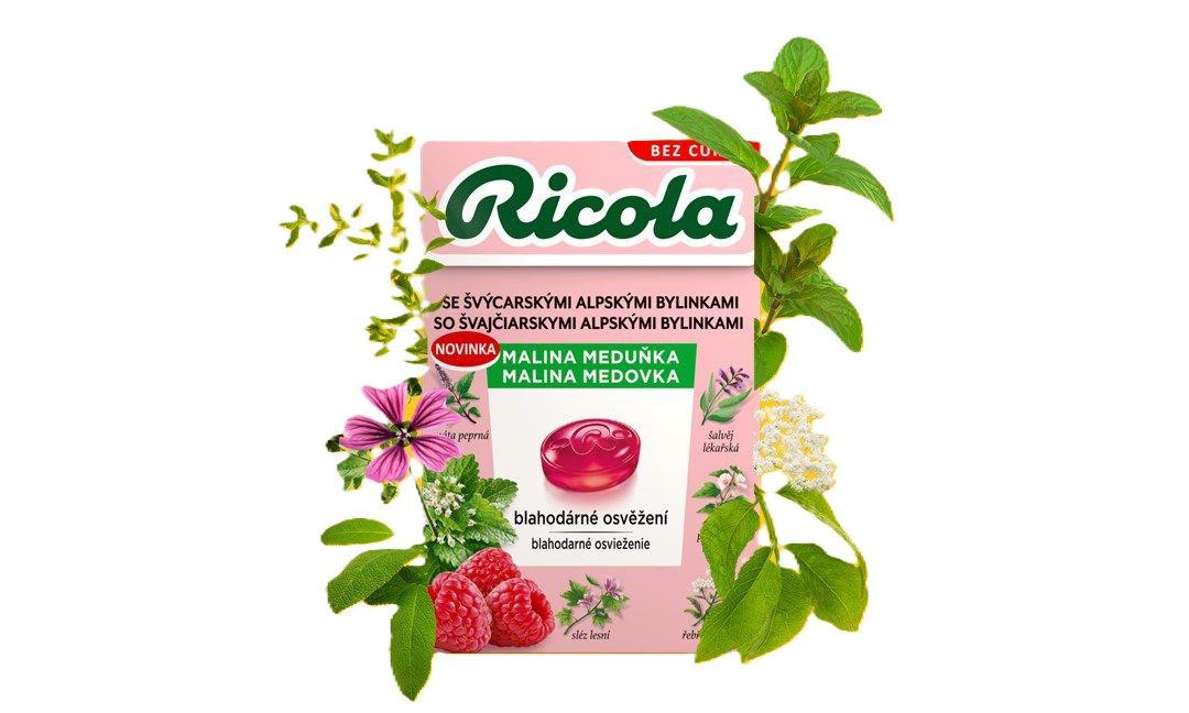 Levně RICOLA Malina meduňka bez cukru 40g