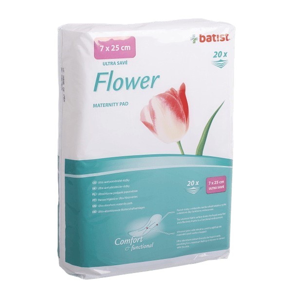 Levně Flower porodnické vložky 7x25cm 20ks