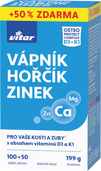 Levně Vitar Vápník+hořčík+zinek+vit.D3+K1 tbl.100+50