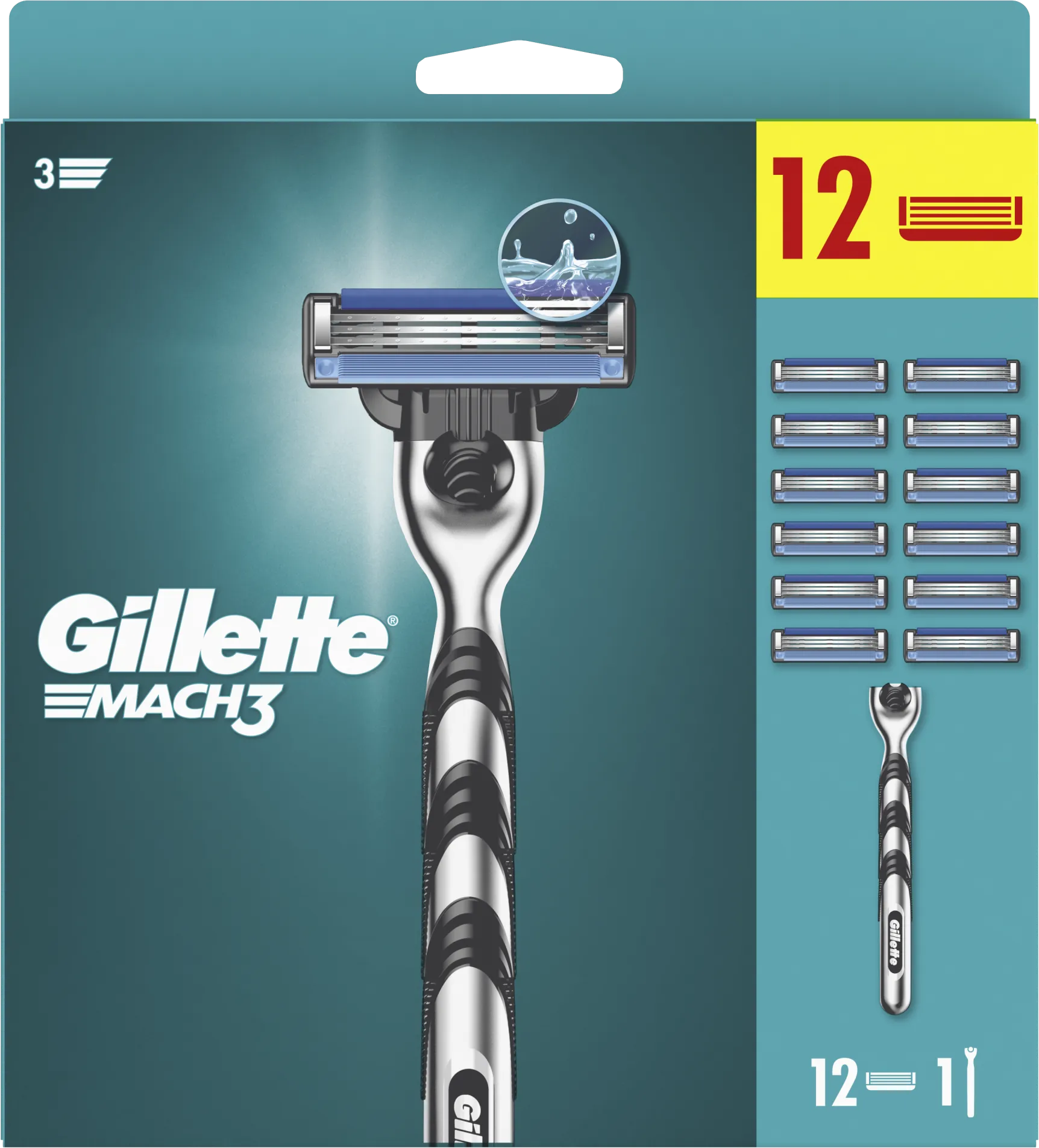 Levně Gillette Mach3 Pánský Holicí Strojek, 1 Holicí Strojek Gillette, 12 Náhradních Holicích Hlavic