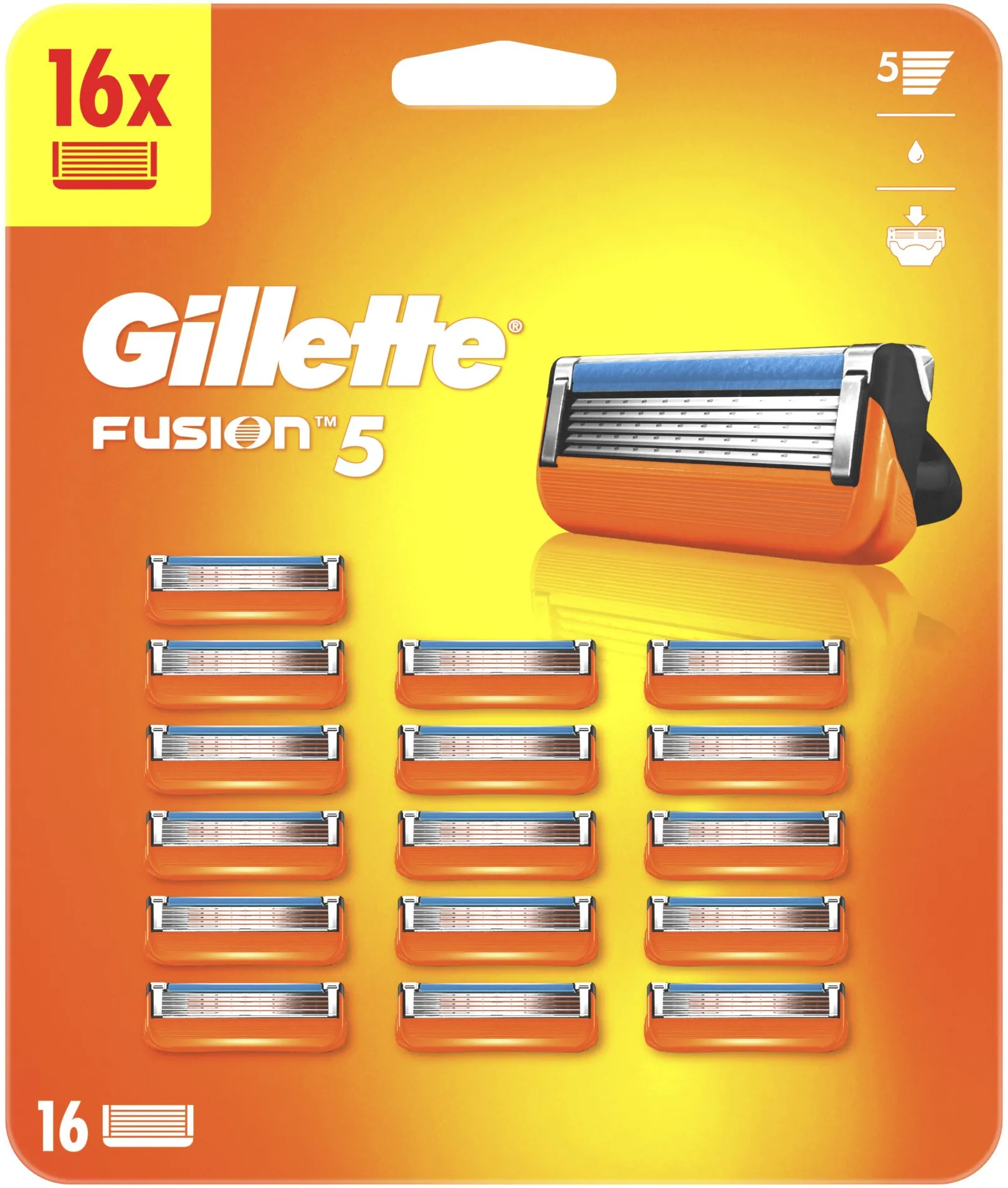 Levně Gillette Fusion5 Náhradní Holicí Hlavice Pro Muže, 16 Náhradních Holicích Hlavic