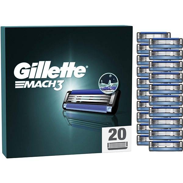 Levně Gillette Mach3 Náhradní Holicí Hlavice Pro Muže, 20 Náhradních Holicích Hlavic