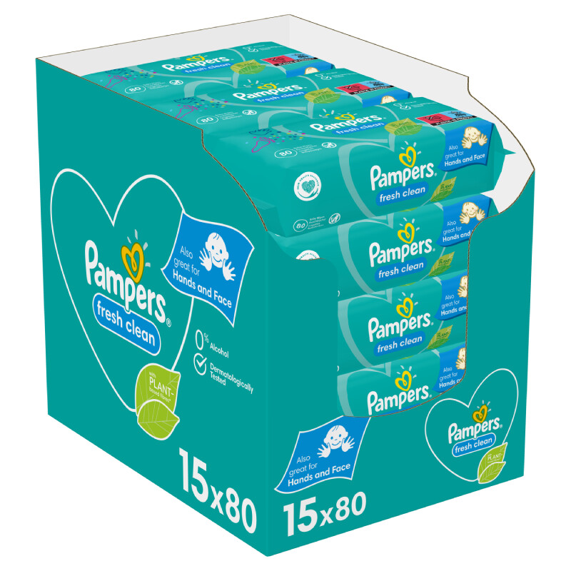 Levně Pampers Fresh Clean XXL vlhčené ubrousky 15x80 ks