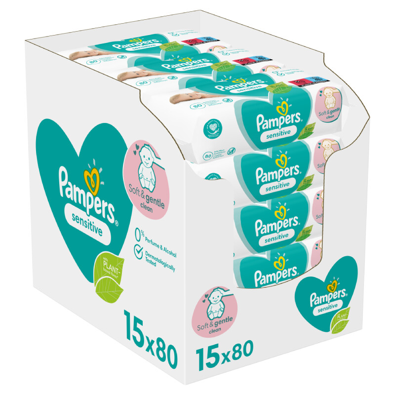 Levně Pampers Sensitive XXL vlhčené ubrousky 15x80 ks